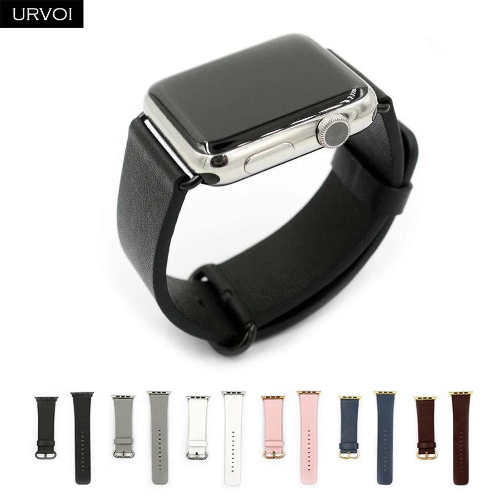 URVOI Классическая Пряжка для Apple Watch band series 5 4 321 натуральная Свифт кожаный ремешок для iWatch наручные современный дизайн высокого качества