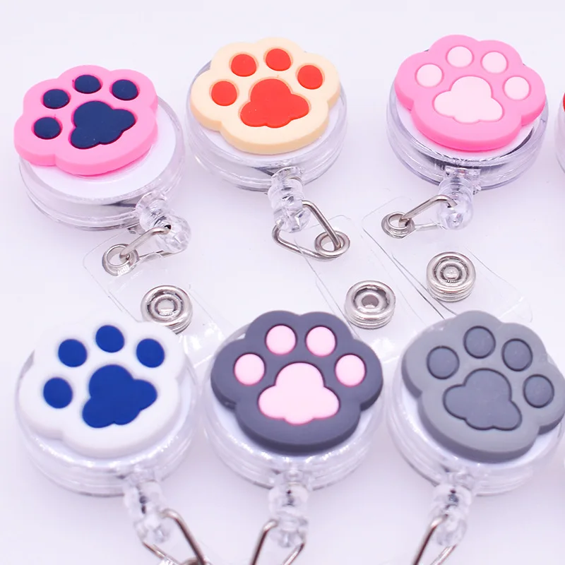 Soporte de insignia retráctil para pies de gato, Porta identificación, tarjeta de identificación, cordones, insignia, Clip de carrete
