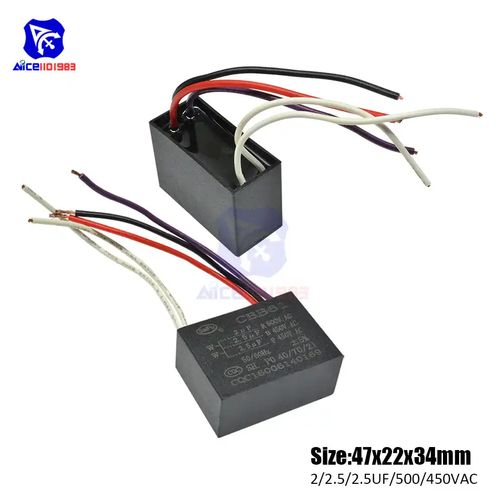 Diymore CBB61 AC 450 -500V 2 мкФ/2,5 мкФ/2,5 мкФ ± 5% емкость 50/60 Гц 5 проводов конденсатор для вентилятора кондиционера