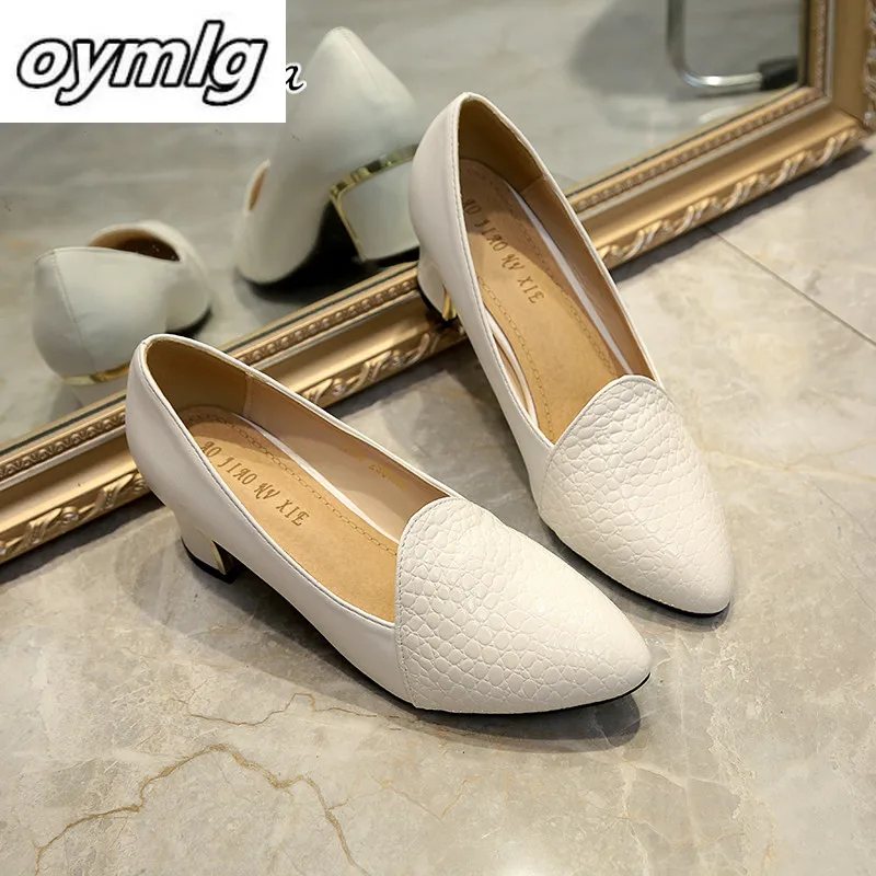 

2018 new women's single shoes Korean version of the wild shallow mouth 5 cm high heels fashion low-heeled work shoes