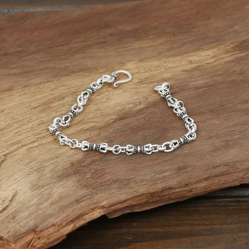 

925 Sterling Silver Kink Chain Bracelet For Women Men Gothic Party Thanksgiving Vintage Biker Link Jewelry
