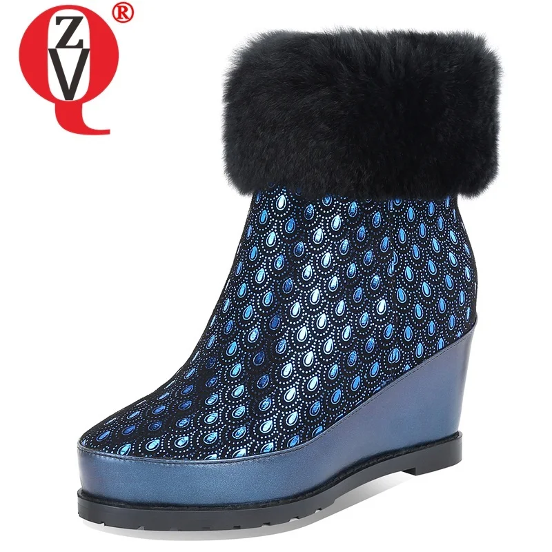 

ZVQ winter new fashion ankle boots outside comfortable super high heels platform zipper women shoes drop shipping size 33-40