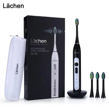 

Lachen T8B Electric Toothbrush Adult Timer Brush USB Rechargeable Electric Tooth Brushes with 4pc Replacement Brush Head