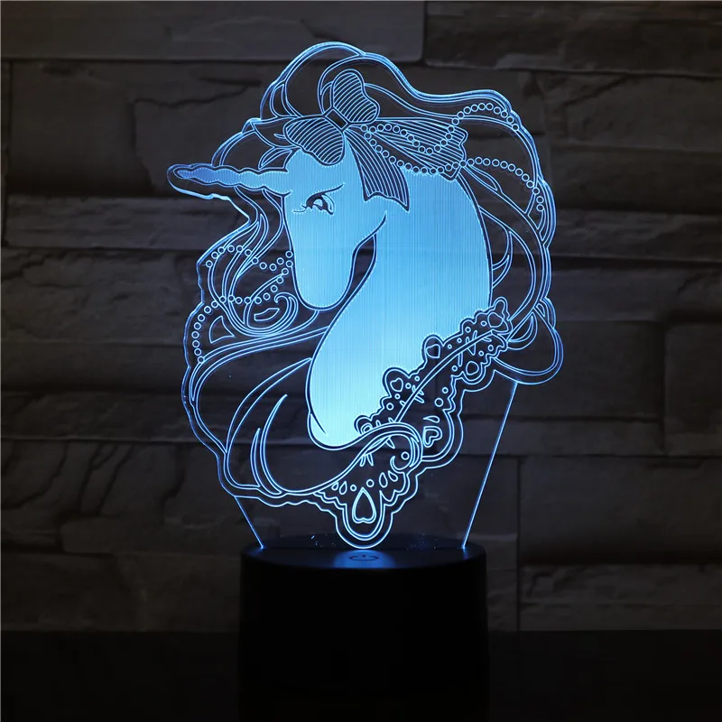 

2019 Best Present for Infant The Unicorn 3d Lamp Animal Pegasus The Western Myth Led Night Light LampBedside Decorative Pretty