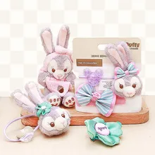 Аксессуары для волос кролика, плюшевая кукла-медведь, мультяшная эластичная резинка для волос, резиновая плюшевая повязка для волос, веревка, кольцо, аксессуары для детей