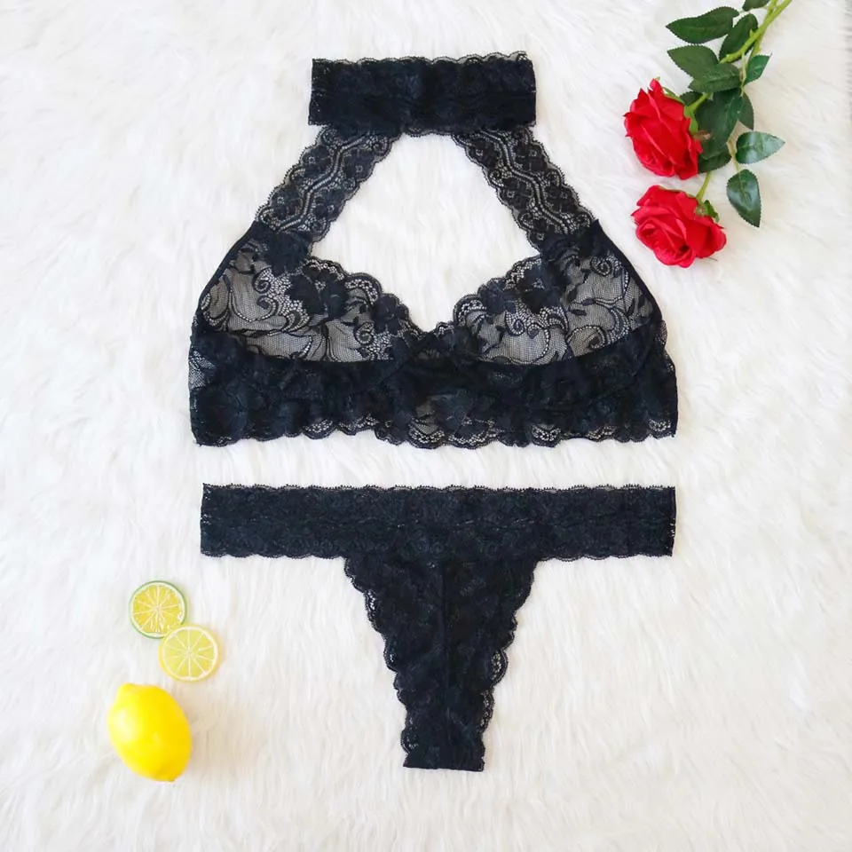 New Women Bra and Panties Set Plus Size Underwear Lace Wire Free Lingerie Sets Transparent Bralette Bikini Lady Brassiere Briefs