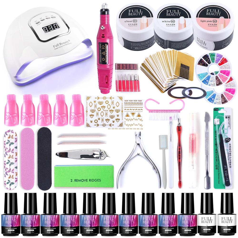 Juego de manicura profesional para principiantes, lámpara de secado de uñas  acrílicas de 90W, Kit completo de esmalte de Gel, máquina pulidora,  herramientas de bricolaje, FB1581|Conjuntos y kits| - AliExpress