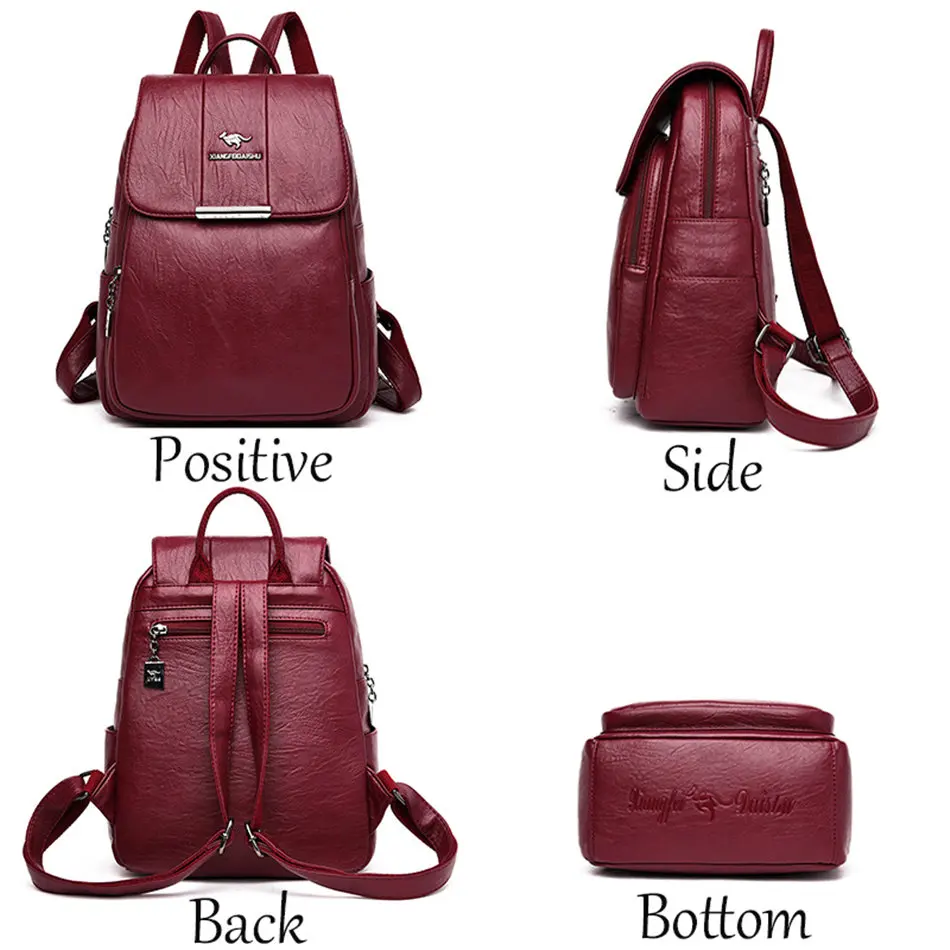 Женский кожаный рюкзак mochila mujer, Женский дорожный рюкзак, сумка на плечо, школьные рюкзаки для девочек-подростков, элегантный дизайн