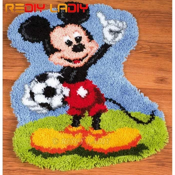 

Latch Hook Kit Make Your Own Rug Micky Football Tapestry Crochet Cushion Mat DIY Carpet Rug Set Pre-Printed Canvas Hobby & Craft