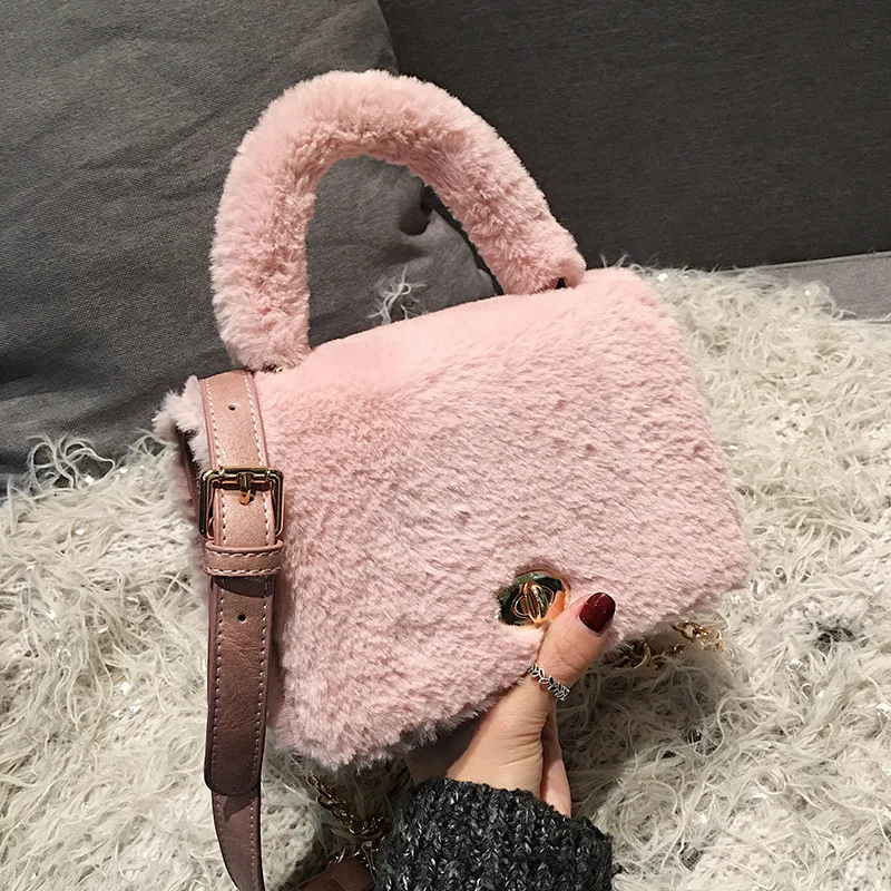 

Plush Square Sling Bag 2018 Autumn And Winter New Style Korean-style Fashion Chain Small Bag Versatile Handbag Furry Shoulder Ba