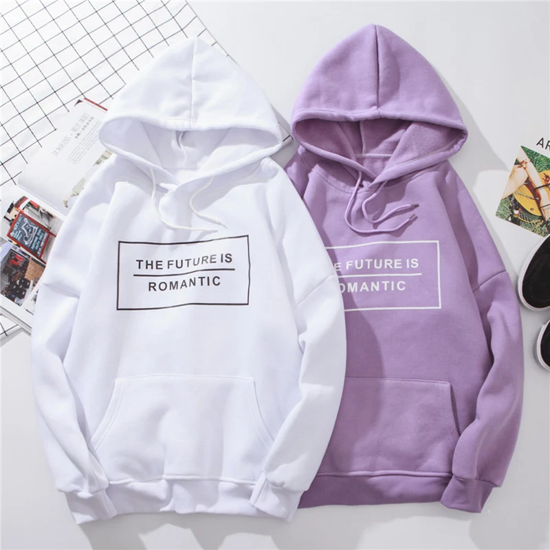 

Autumn Women's Hoodie Sweatshirt Woman Harajuku Blackpink Kawaii Letter Pullover Female 2019 Purple Oversized Hoodies White Tops