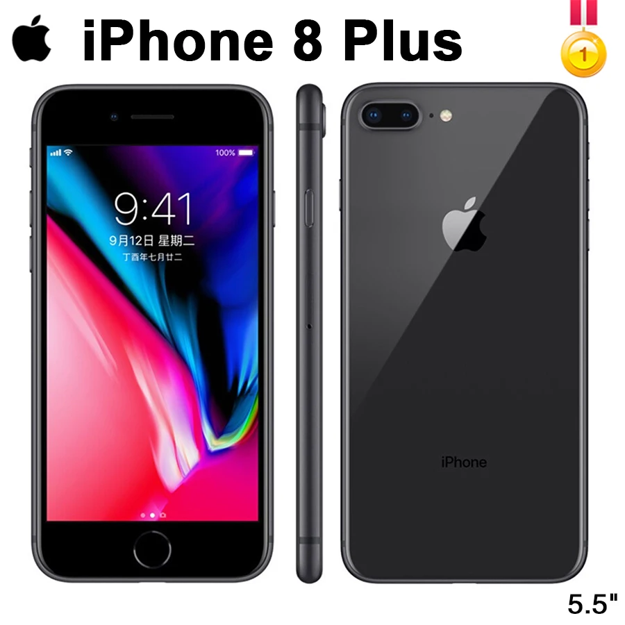 Разблокированный мобильный телефон Apple iPhone 8 Plus LTE, 3 Гб ОЗУ, шестиядерный, 5,5 МП, 99% дюймов, iOS, отпечаток пальца, смартфон, Новинка