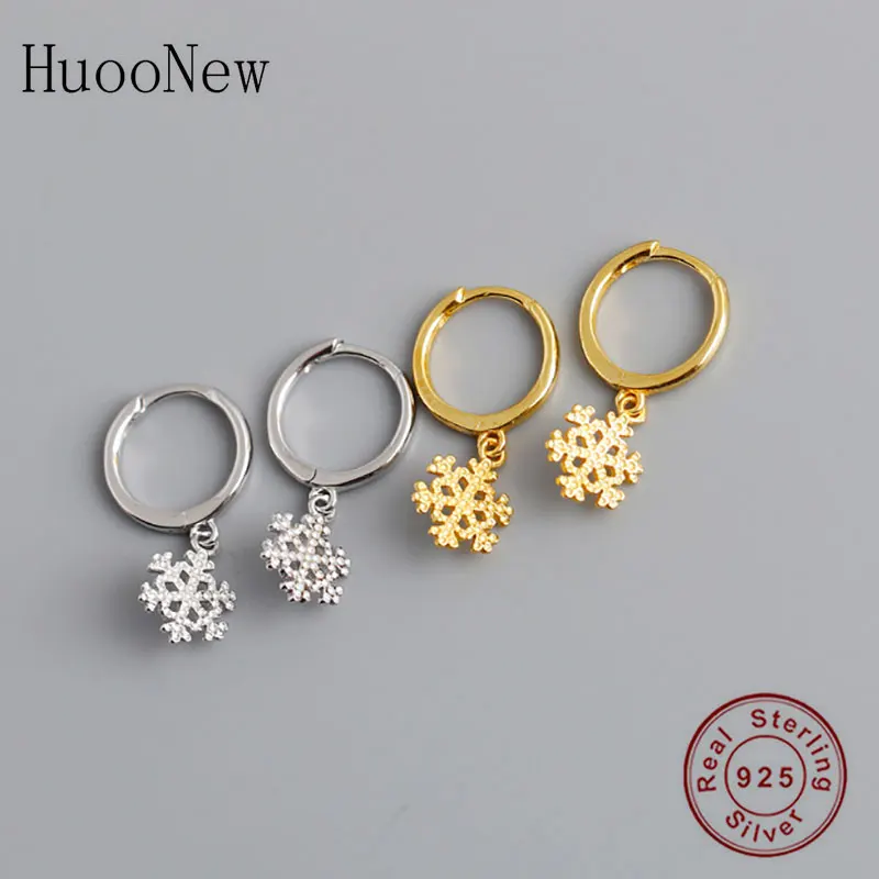 925 Silver Tiny Golden Round Circle Catkins Snowflake Pendant Hoop Earring For Women Cute Pendientes Brinco Oorbellen 2020 NEW | Украшения