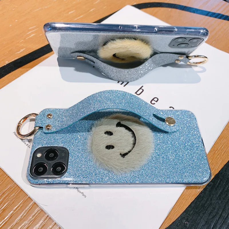 

Solid Color Glitter Phone Cases Soft Shell For Xiaomi Redmi Note 6 6x 6A 7 7A 8 9 T Pro Lite Se F1 Plush Smiley Face Cover Coque