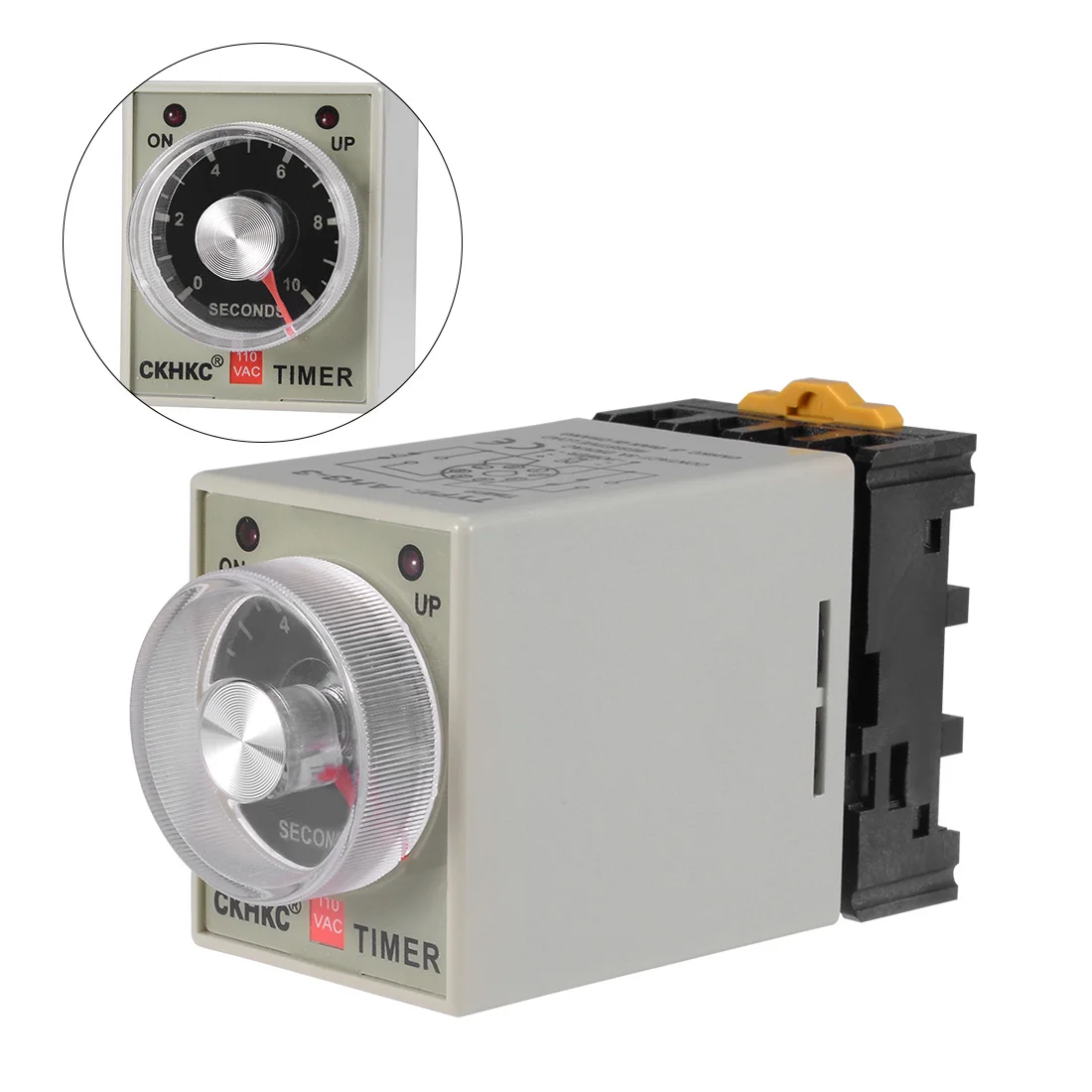 

uxcell AC110V 10S 8 Terminals Range Adjustable Delay Timer Time Relay AH3-3 w base