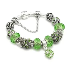 Модные ювелирные изделия браслеты, DIY браслет из сплава с бусинами, Зеленый Кристалл бусины браслет подарок на день Святого Валентина