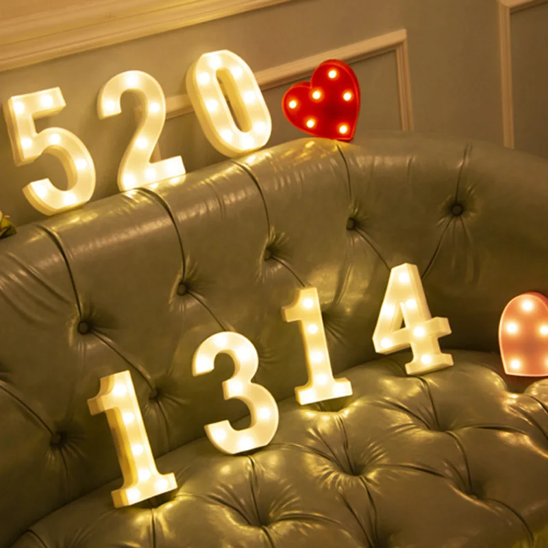 

Creative Luminous 0-9 Digital Number Letter Light AA Battery Powered Lamp Night Light for Christmas Wedding Birthday Party Decor