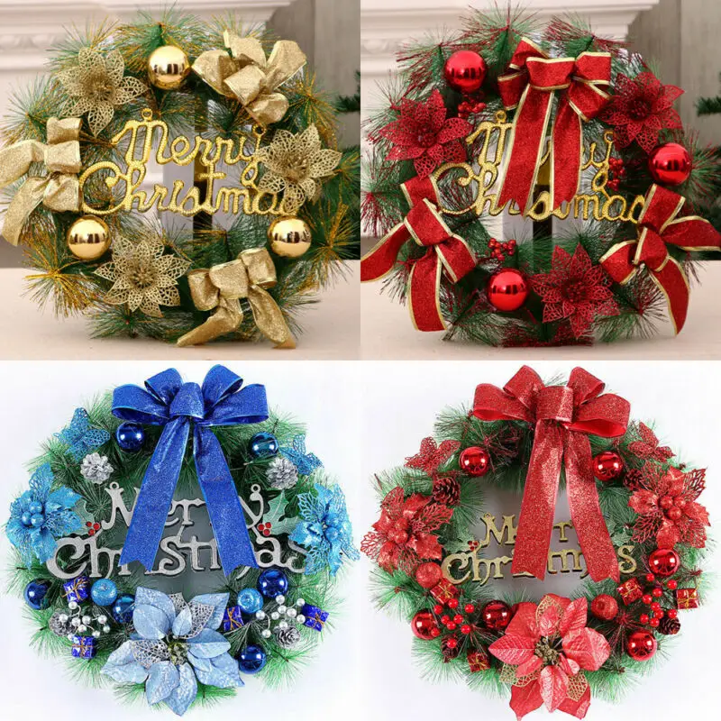 

30/40cm Christmas Wreath Decoration Xmas Home Party Door Garland Hanging Ornaments