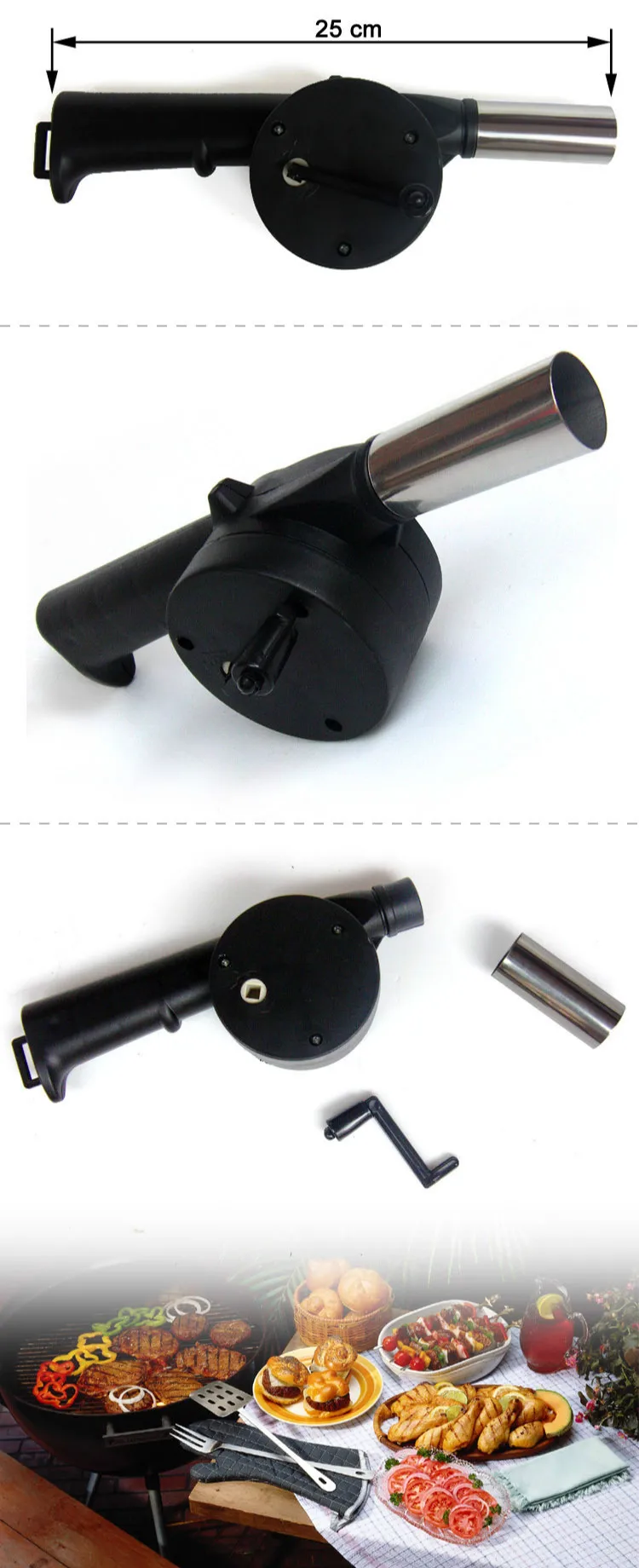 Ventilateur De Barbecue Portable Souffleur D'air Manuel Barbecue D'air