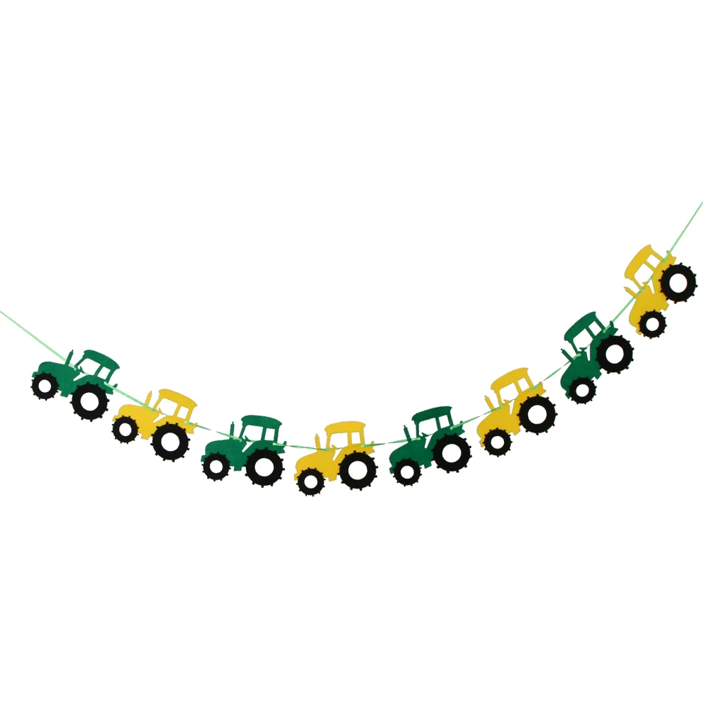 Cute Tractor Car Felt Bunting Banner Vehicle Garland Sign Home Garden Nursery Baby Shower Birthday Party Hanging Decorations