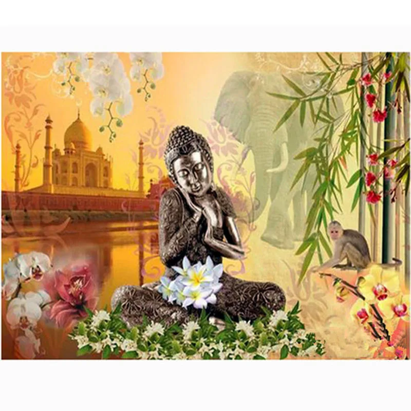 5d Diy Diamond Painting buddha flower Full Round Diamond Embroidery picture Cross Stitch Kits Diamond Mosaic Needlework