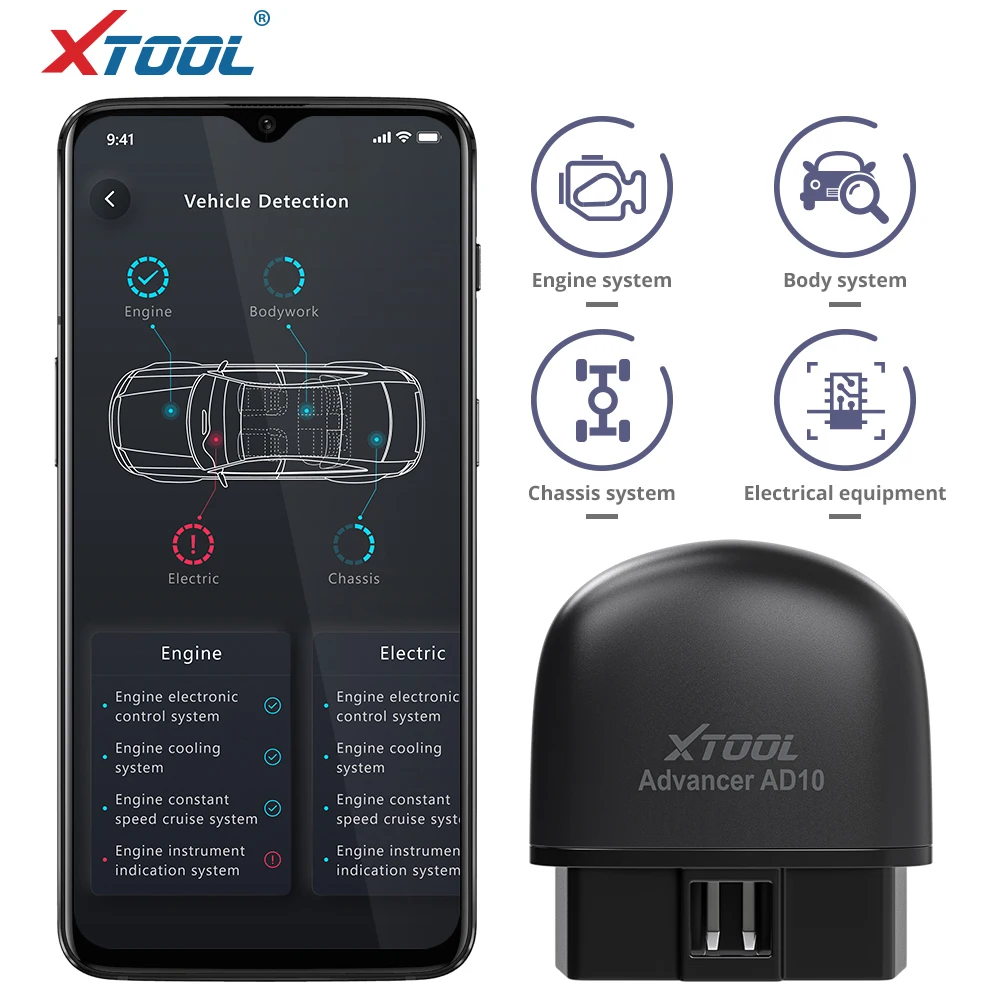 

XTOOL AD10 OBD2 Diagnostic Scanner EOBD Bluetooth ELM327 Code Reader Work with Android/Windows With HUD Head Up Display