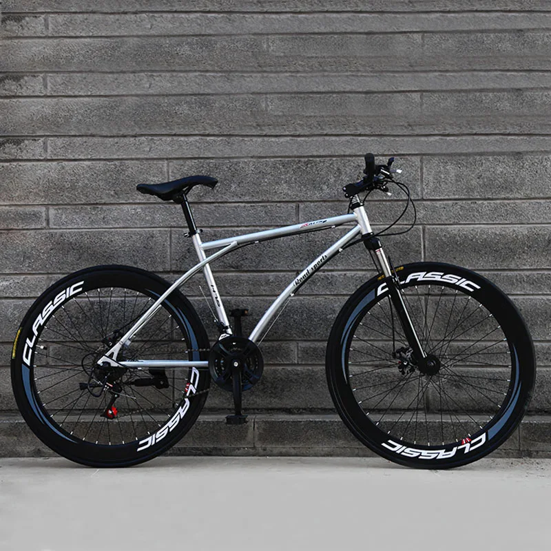 26-Inch 21-Speed Road Bicycle 60-Blade Rim Double Disc Brake Solid Tire Shock Absorption Bike Adult Students