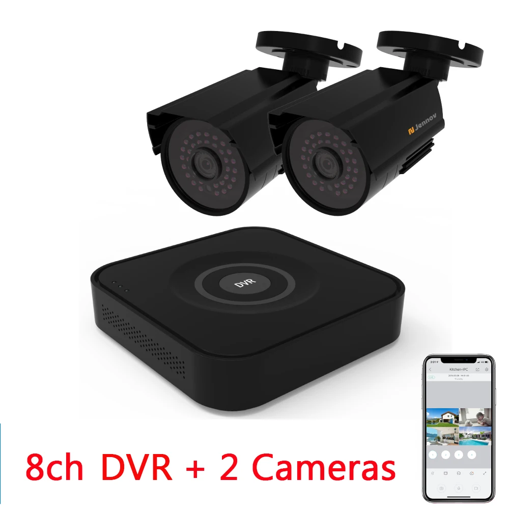 Jennov 2/4CH 1080P AHD DVR комплект H.265 CCTV системы NVR наружная камера видео набор для наблюдения IR ночного видения внутренняя безопасность жилища видеорегистратор - Цвет: 2 Pcs Cameras