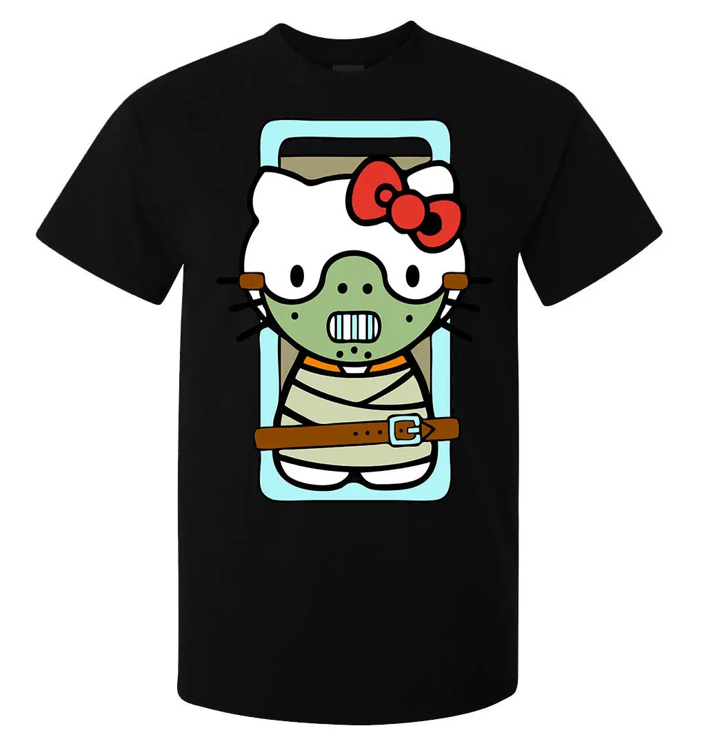 Hello Hannibal Lecter Kitty Funny Art Men'S (Woman'S Available) T Shirt Black Cartoon Men Unisex New Fashion Tshirt | Мужская