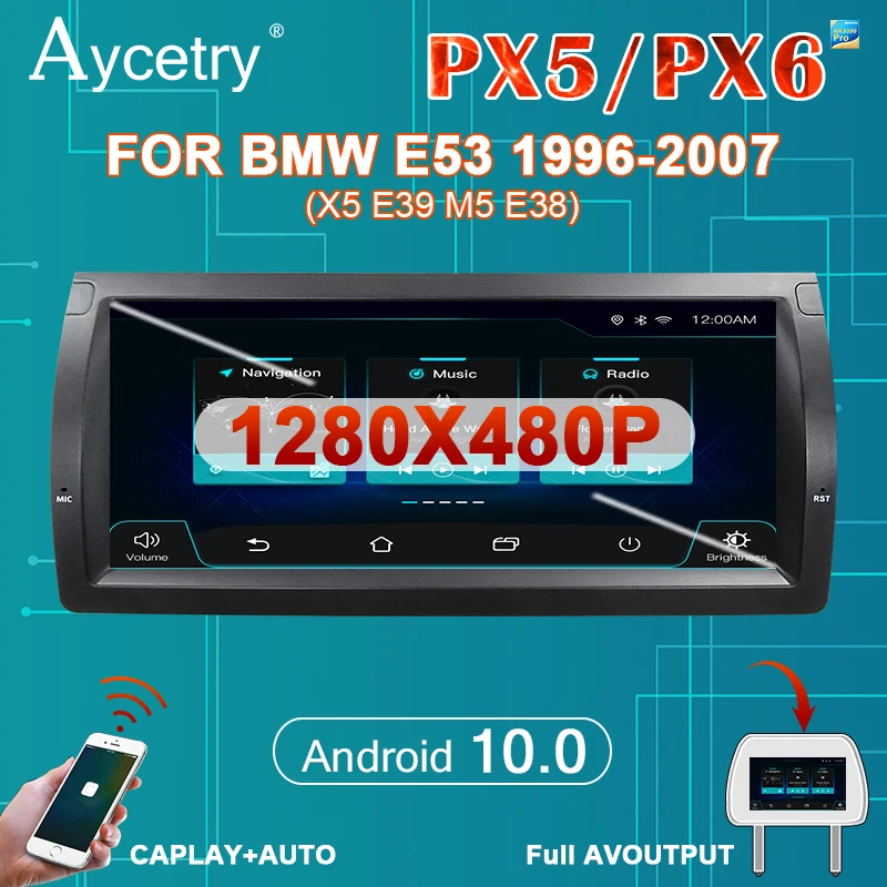 Магнитола автомагнитола 1280P 10 25 ''IPS экран PX6 64G для BMW E39 E53 X5 автомобильное радио
