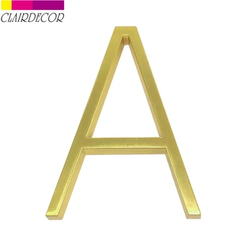 

127mm Floating Modern House Number Satin Brass Door Home Address Numbers for House Digital Outdoor Sign Plates 5 Inch. #A