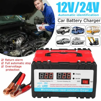 

Full Auto Smart Battery Charger With 3 Charge Stages 12V 8A 24V 4A Jump Starter Wire Smart Fast Power Charging For Car/Motorcycl