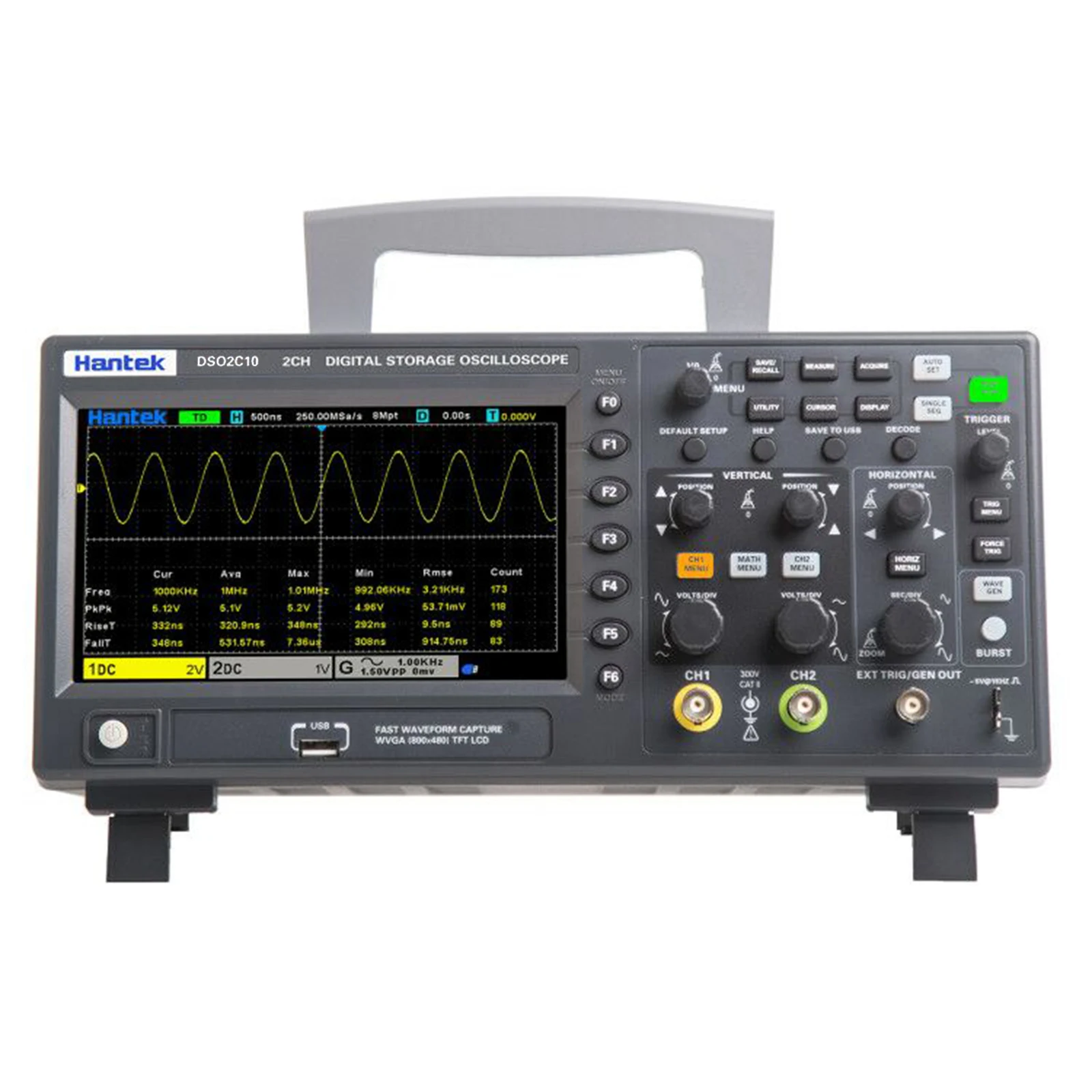Цифровой осциллограф Hantek DSO2C10 2C15 2D10 2D15 2CH 100/150 МГц хранения Osciloscopio 1г Sampling с