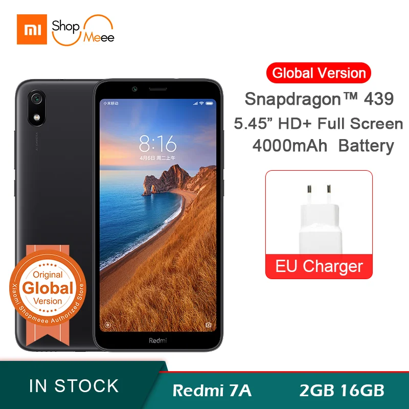 Глобальная версия Xiaomi Redmi 7A 2 Гб Оперативная память 16 Гб Встроенная память 5,4" Snapdargon 439 четрыре ядра, мобильный телефон, 4000 мА/ч, 12MP Камера смартфон