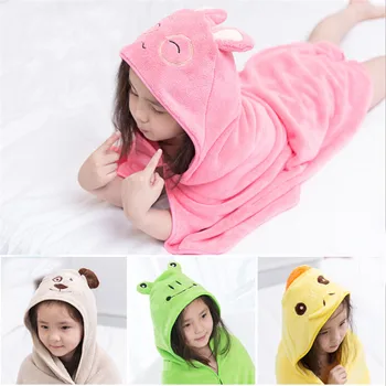 

High Quality Cute Cartoon Soft Kids Towel Cotton Bathrobe Baby Boys Girls Animal Hooded Bath Towels Infant Beach Towel Baby Care