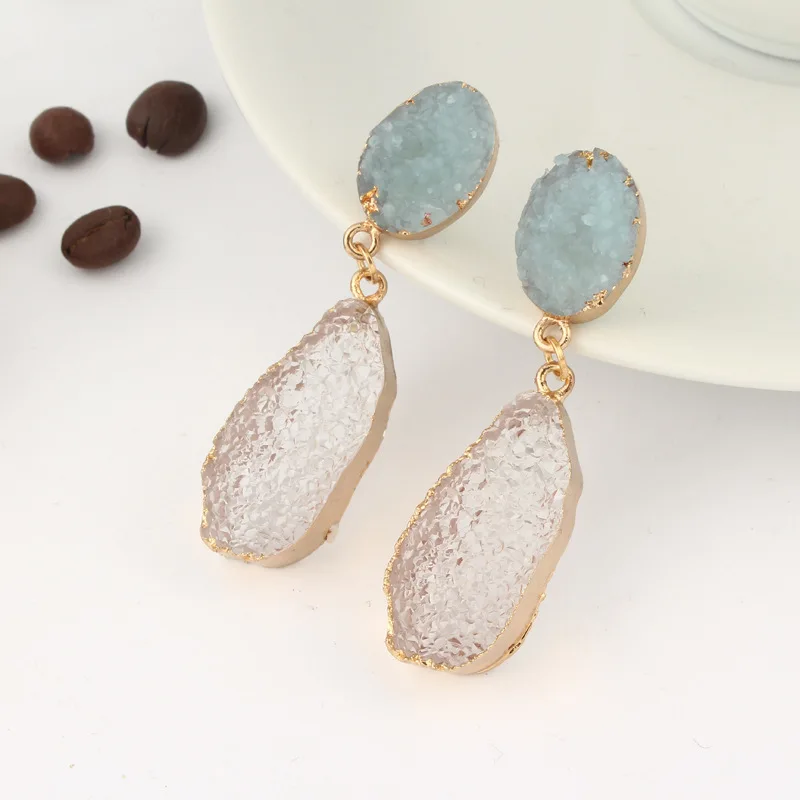European Long Druzy Resin Drop Earrings For Women Jewelry Statement Geometric Big Eardrop Pendientes Mujer Moda 2019 Brinco (12)