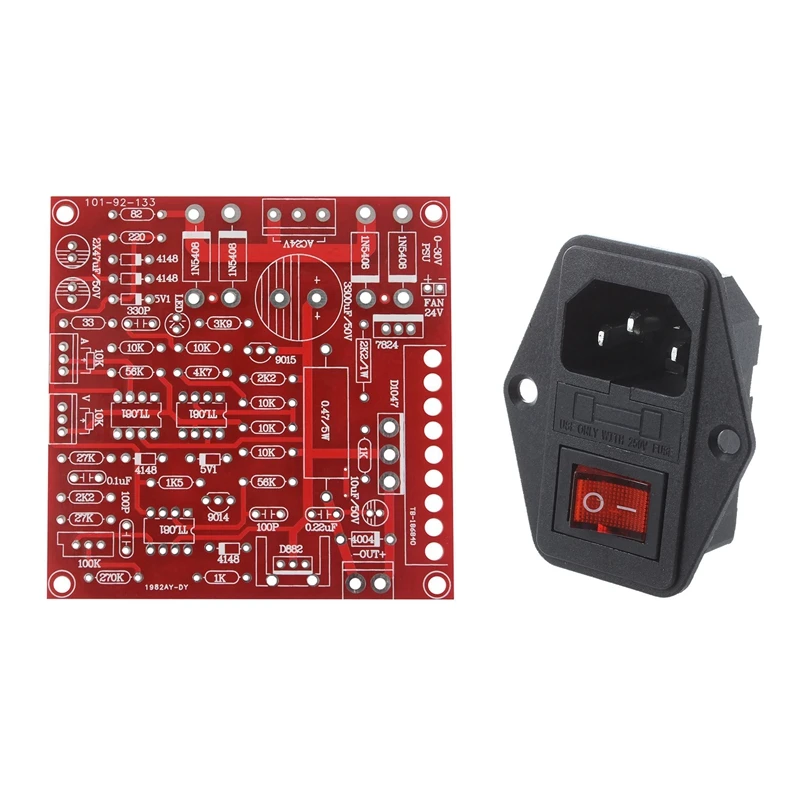 Black Plastic Housing AC 250V 15A 3 P C14 Power Socket With Rocker Switch & Red 0-30V 2MA-3A Continuously Adjustable DC Regulate |