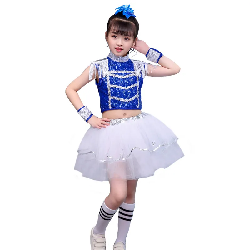 Костюм для латиноамериканских джазовых танцев девочек с блестками |