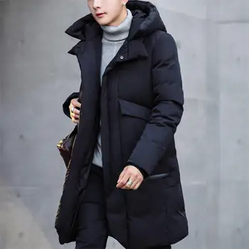 

Winter Jacket Men Clothes Parka Hooded Loose Warm Mens Long Winter Jacket Coat Thicken Padded Solid Winter Coat Men Parkas