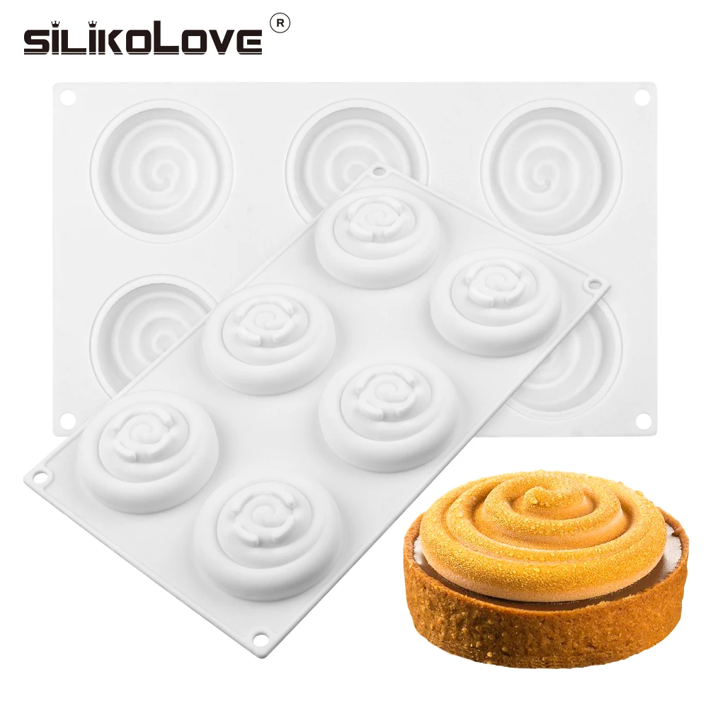 SILIKOLOVE 6-полость пресс-форма для торта круглый фигурные силиконовые формы для бисквитов мусс шоколадный жаропрочная посуда для десерта