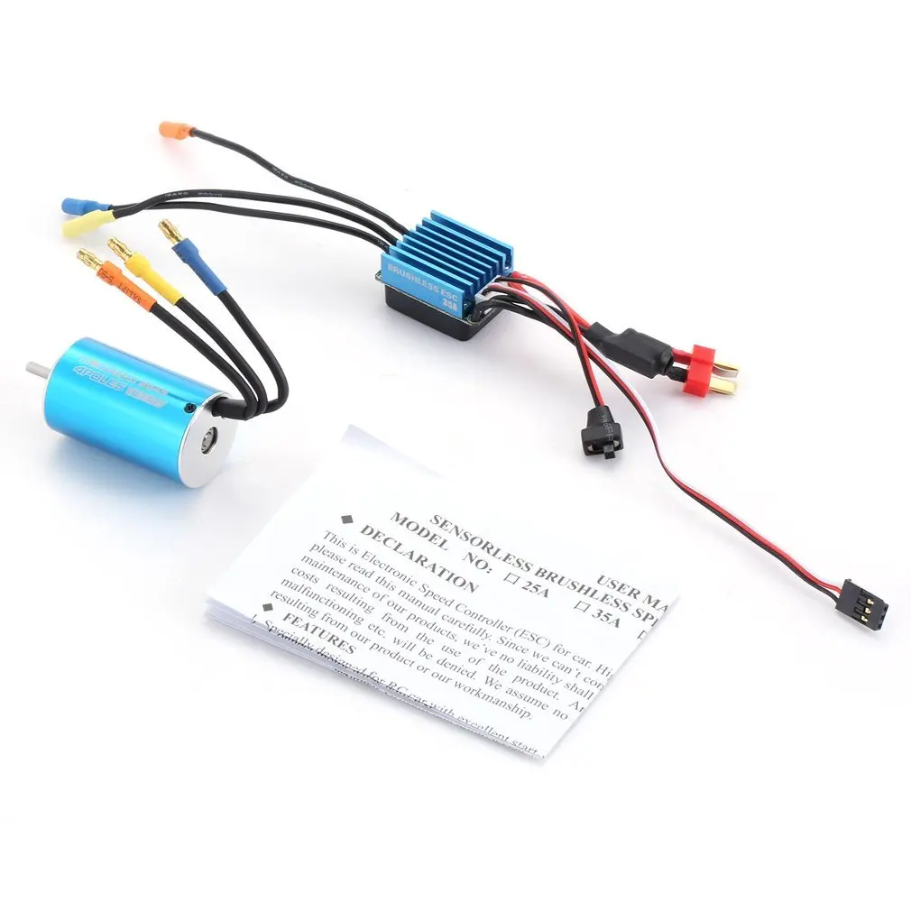 

3100KV/3930KV Sensorless Brushless Motor with 35A Brushless ESC Electric Speed Controller for 1/14 1/16 1/18 RC Car Truck ht