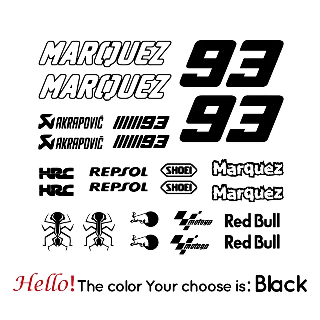 Marquez 93 Vinyl Stickers Motorcycle Decals Removable Car Sticker Motorbike Decal Decoration black