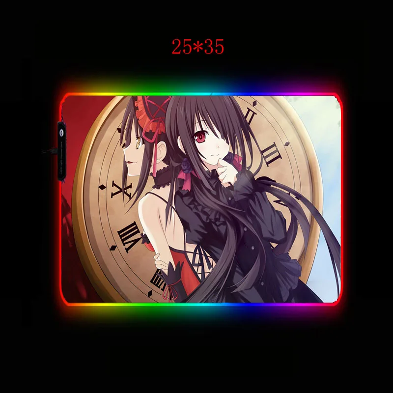 XGZ DATE A LIVE большой размер игровой коврик для мыши RGB светодиодный светильник большой коврик офисная компьютерная клавиатура Аниме Коврик для девочек