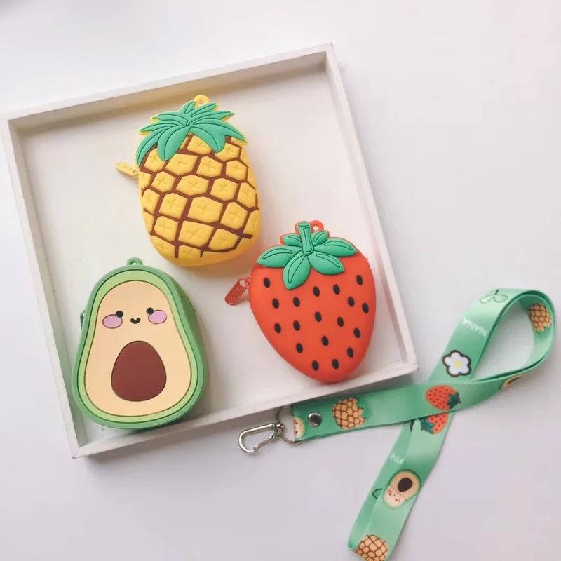 

Cute Mini Crossbody Bag Fruit Silica Gel Avocado Zipper Coin Purse Women Shoulder Bags Fashion Clutch Purse Headset Storage Box
