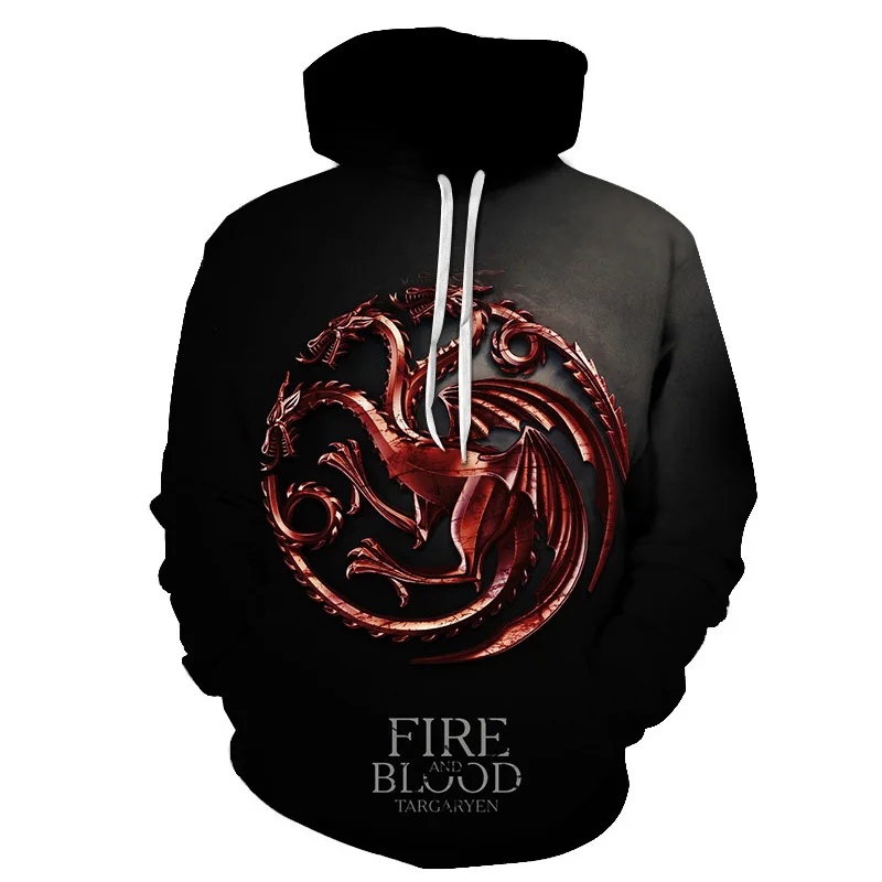 

2019 Game of Thrones Dragon Wolf Cool Printing Hoodies Hoodie Spring Autumn Tracksuit Casual Sportswear