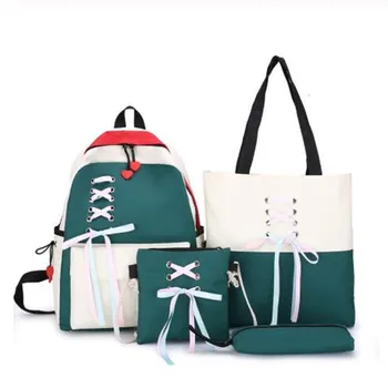 

4Pcs/set Women School Backpacks Nylon Schoolbag For Teenagers Girls Student Book Bag Boys Mochilas Sac A School Bags