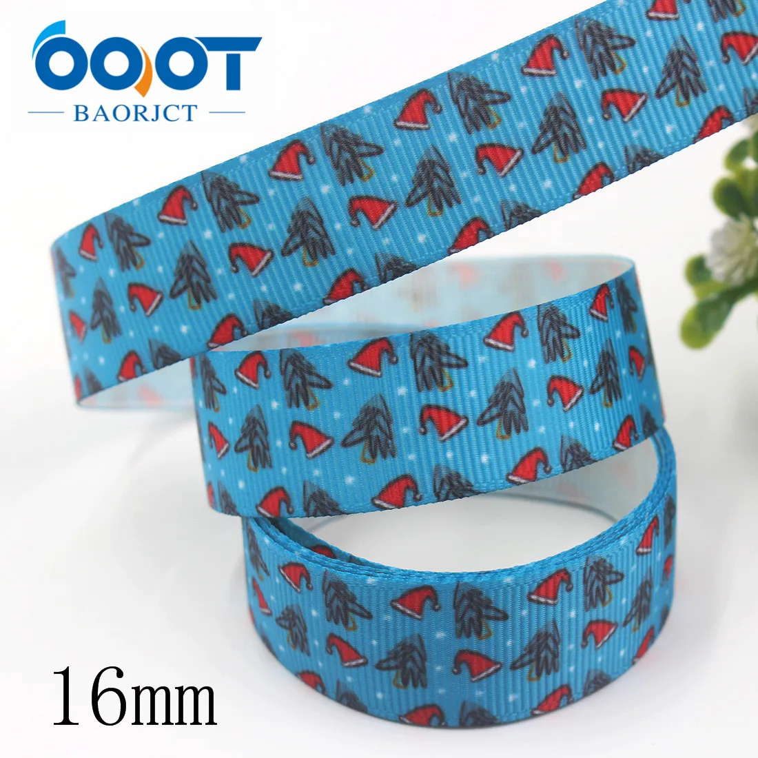 OOOT BAORJCT I-191121-2557, 10/16/25 мм 10 ярдов Рождественское дерево снежинки grosgrain ленты, DIY для отдыха и отделочные материалы