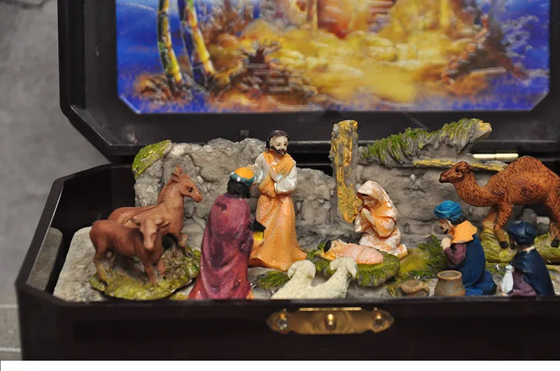 Catholic Manger Group Jesus Nativity Scene Decoration Sound and Light Music Box Decoration Christmas Gift Resin Crafts Catholic Manger Group Jesus Nativity Scene Decoration Sound and Light Music Box Decoration Christmas Gift Resin Crafts