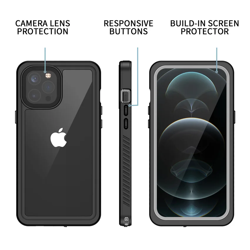Full Sealed Underwater Case for Apple iPhone, Waterproof Diving Cover, iPhone 15,14,13, 12,11 Pro Max,, XS Max, XR, 6s,7, 8 Plus