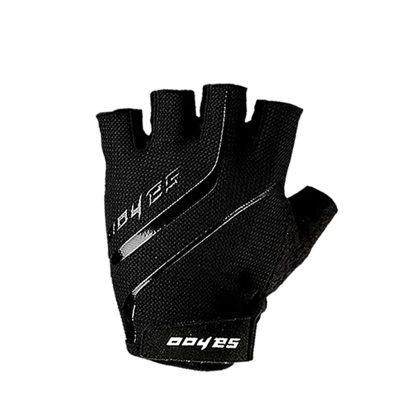 Sahoo Нескользящие перчатки на полпальца для велоспорта, велосипедные перчатки, варежки с силиконовой гелевой подкладкой для тренажерного зала, фитнеса, бега, упражнений - Цвет: Черный